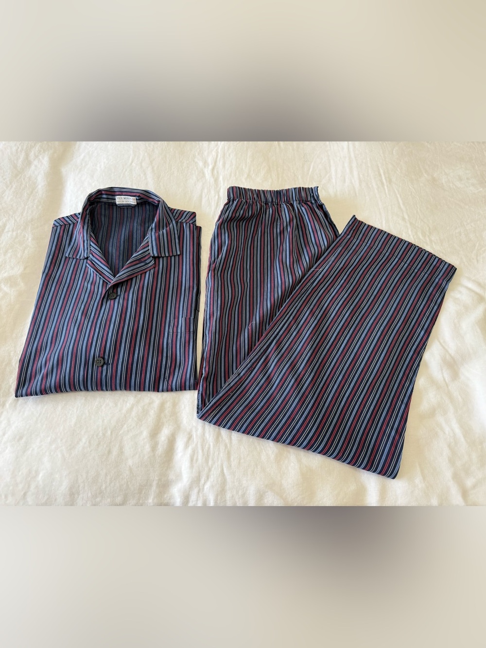 Pier Mori's | Men’s 56 US Large | Blue Stripe Bip Bip Classic Cotton Pajama Set